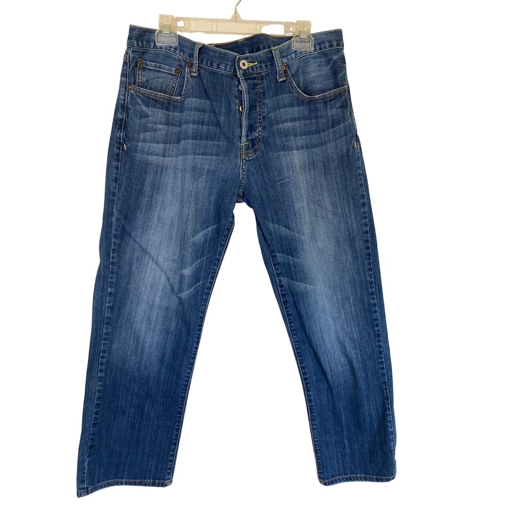 Lucky Brand 221 Original Straight Mens Jeans 36 Short Blue Button Fly 7MD1320